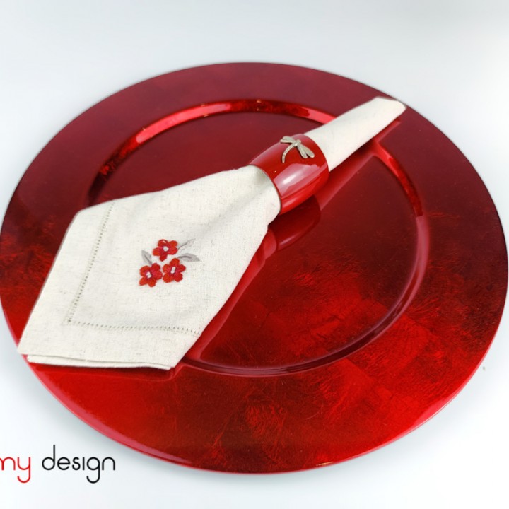 Red round lacquer tray 32*H3 cm